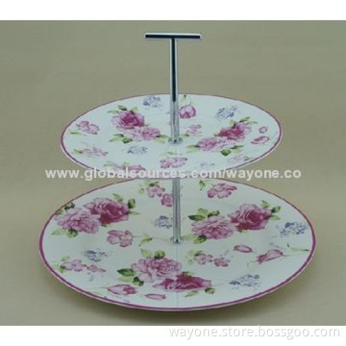 Porcelain 2-tier Cake Stand, Vintage and Water Painting Design, More Flowers Available, Ideal Gift